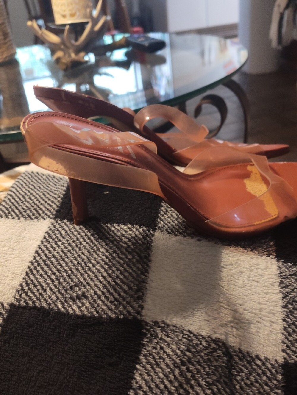 Zara Brown Heeled Sandals with Clear Straps - Picture 2 of 4